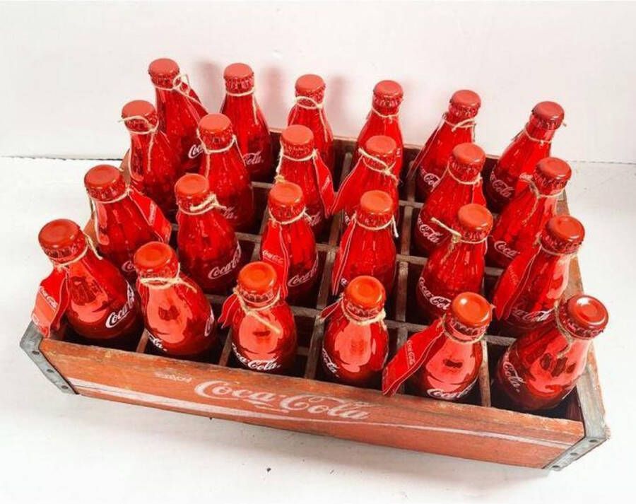 Coca-Cola 24 Metalen Jubileum Flesjes In Originele Krat