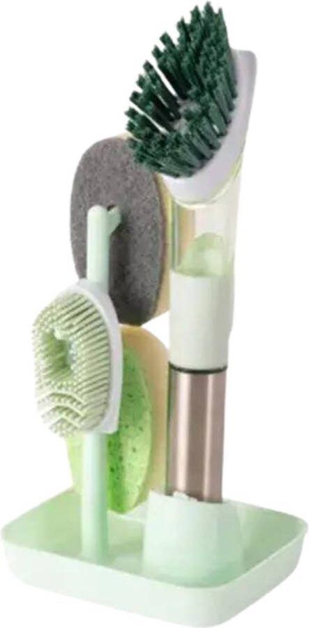 Cocho 4 in 1 Afwasborstel met zeepdispenser Afwasborstel set met houder Schoonmaakborstel Borstel