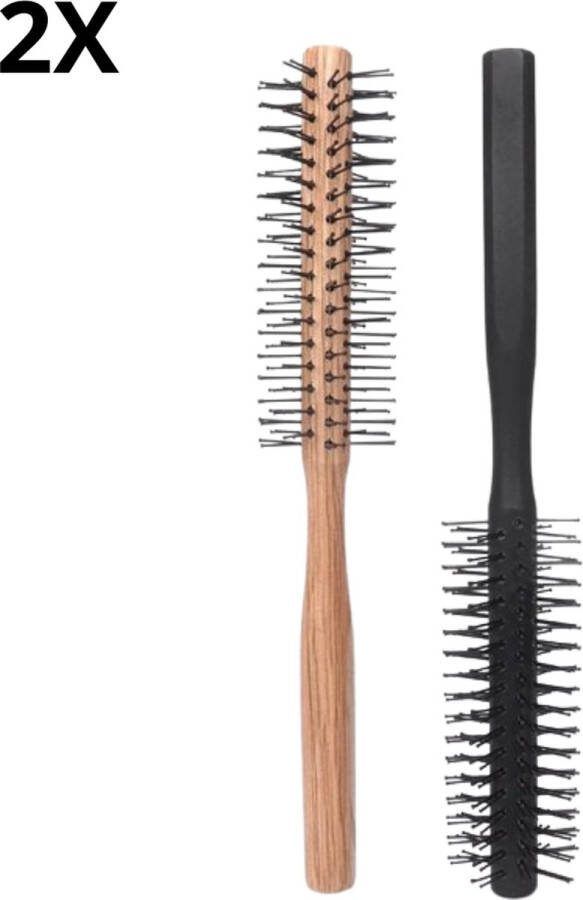 Cocho Ronde haarborstels 2 stuks Houten borstels met Antistatisch en hittebestendig
