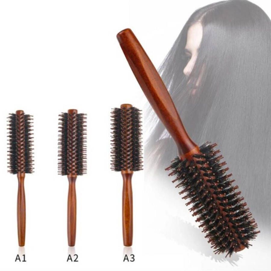 Cocho Ronde haarborstels met wildzwijnhaar 2 stuks Houten borstels met natuurlijke haren Antistatisch en hittebestendig