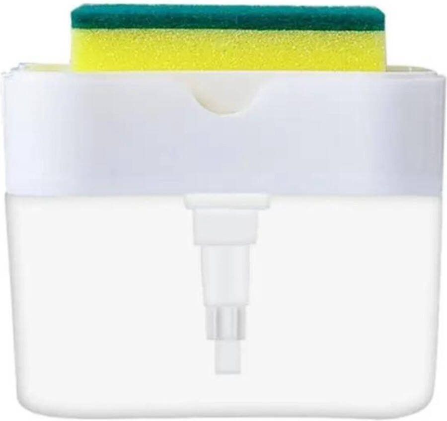 Cocho Soap Press Zeepdispenser met Spons Zeeppompdispenser Sponshouder met zeep