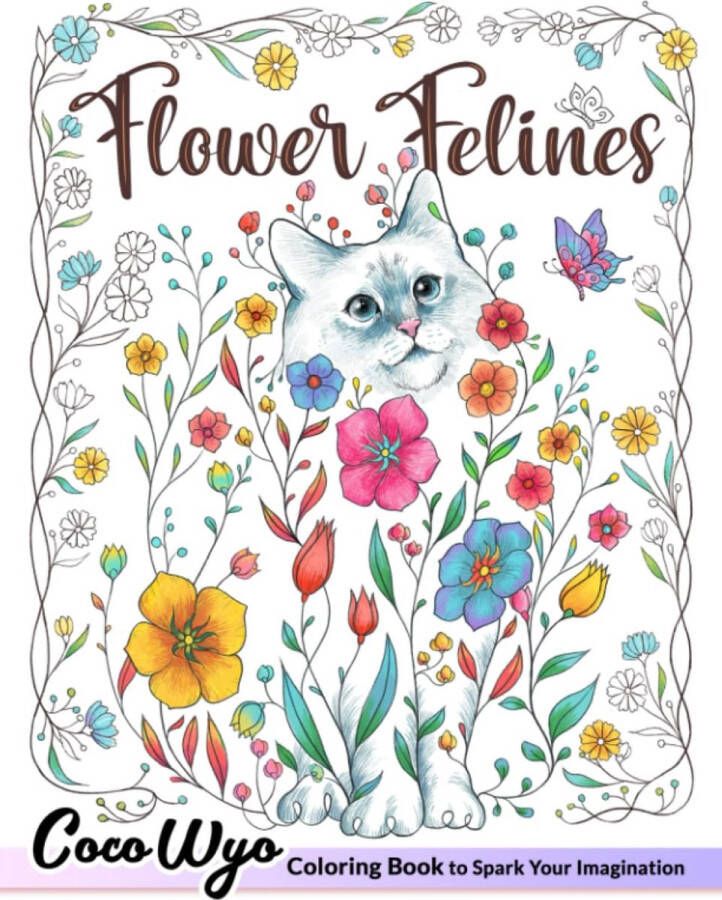 Coco wyo Flower Felines Coloring Book Kleurboek voor volwassenen