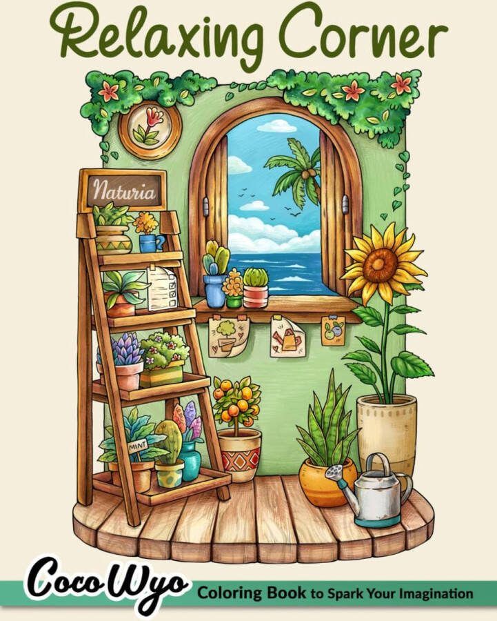 Coco wyo Relaxing Corner Coloring Book Kleurboek voor volwassenen
