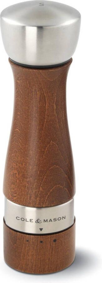 Cole & Mason Oldbury Walnut Zoutmolen 19cm Hout RVS- Instelbare Maalgrootte Gourmet Precision+ Maalwerk