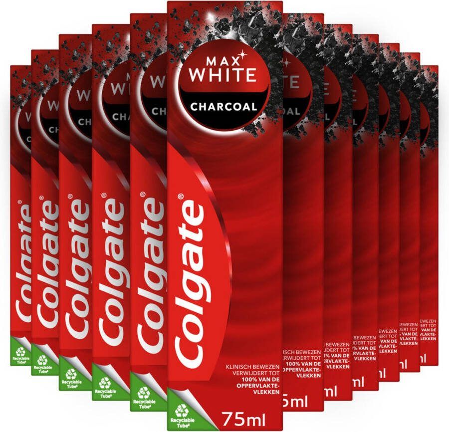 Colgate 12x Tanpasta Max White Active Charcoal 75 ml