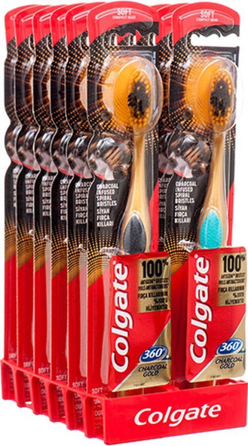 Colgate 360° Charcoal Gold Tandenborstel Ontdek de Kracht van 360 Charcoal Gold Tandenborstel voor een Stralende Glimlach 12 Stuk