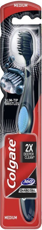 Colgate Charcoal Black 360° Tandenborstel Medium 1 Stuk