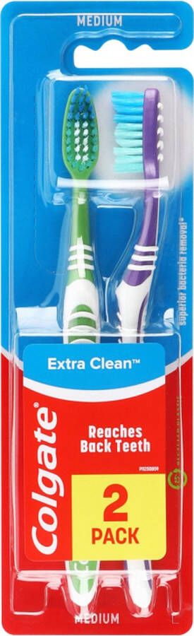 Colgate Extra Clean Medium Tandenborstel 2 Pack