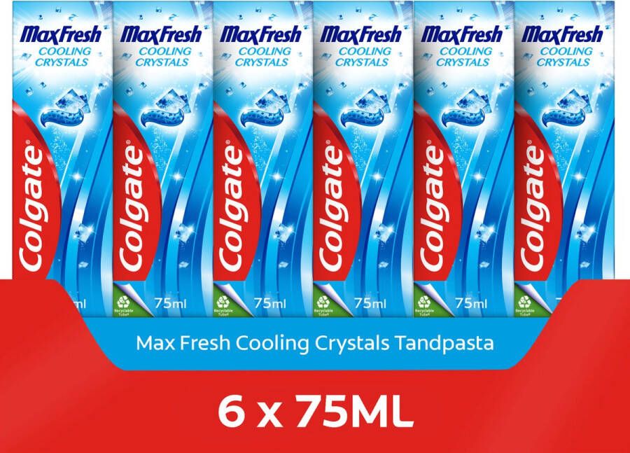Colgate Max Fresh Cooling Crystals Tandpasta 6 x 75ml Voor Een Frisse Adem Voordeelverpakking