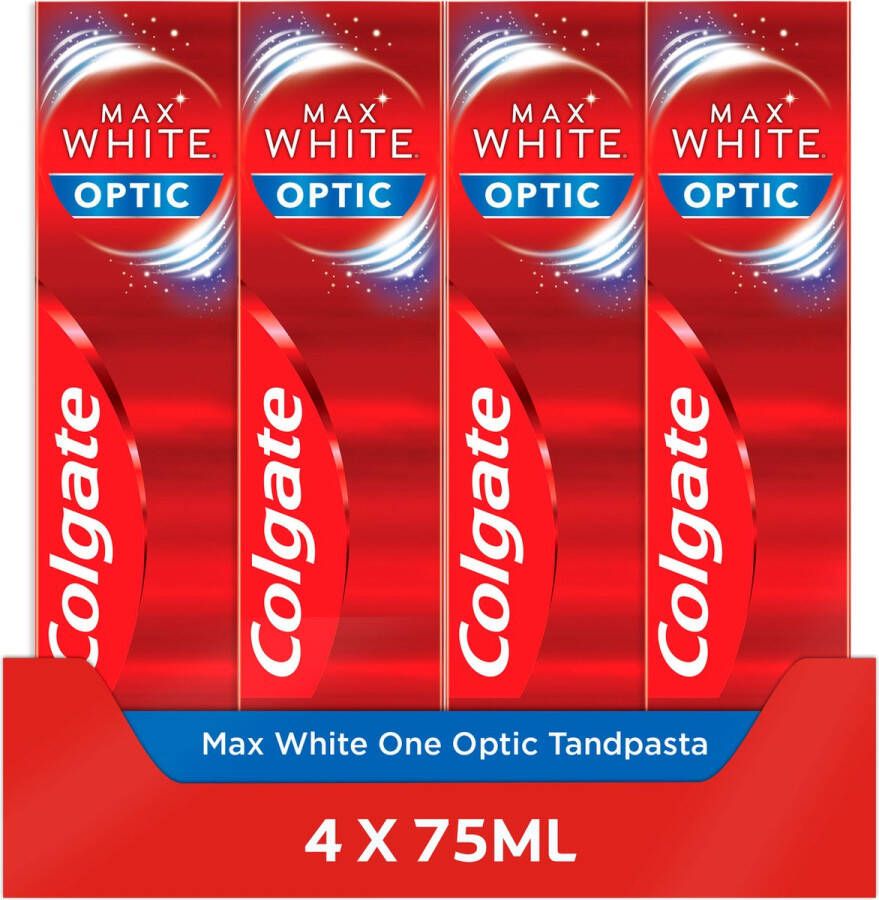 Colgate Max White One Optic Whitening Tandpasta 4 x 75ml Voor Witte Tanden Voordeelverpakking