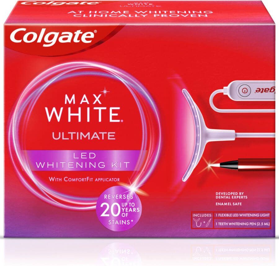 Colgate Max White Ultimate LED Whitening Kit Tandenbleekset Met Whitening Pen Voor Wittere Tanden Veilig Voor het Glazuur 2 5 ml