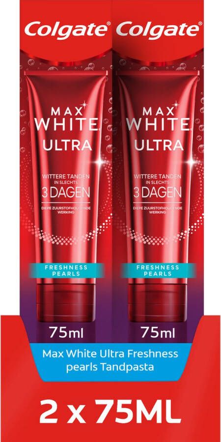 Colgate Max White Ultra Freshness Pearls Whitening Tandpasta 2 x 75 ml Voor Witte Tanden Voordeelverpakking