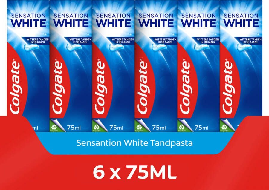 Colgate Sensation White Whitening Tandpasta 6 x 75ml Voor Witte Tanden Voordeelverpakking