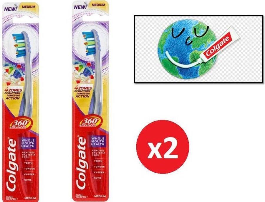 Colgate Tandenborstel 360° Advanced Volledige Mondbehandeling Tegen Bacterien 1+1