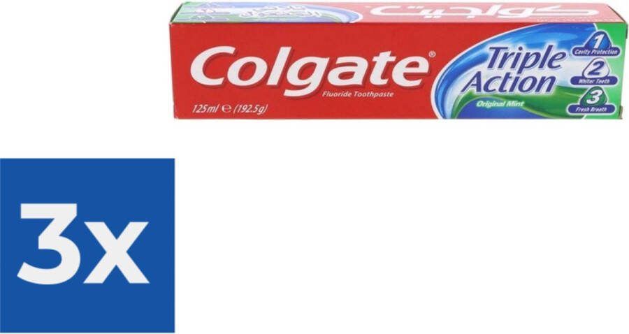 Colgate Tandpasta Triple Action Mint 125 ml Voordeelverpakking 3 stuks