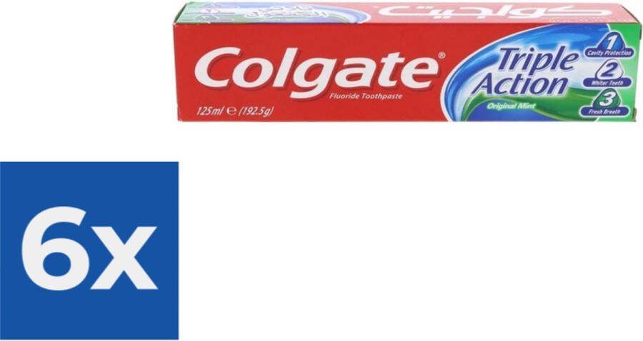 Colgate Tandpasta Triple Action Mint 125 ml Voordeelverpakking 6 stuks