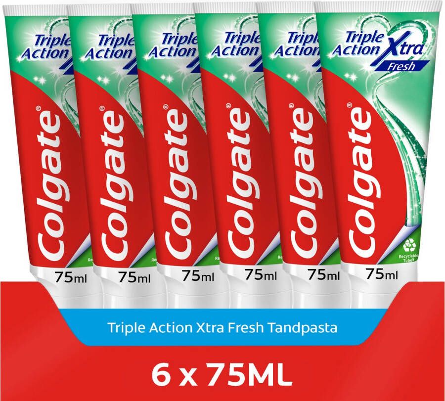 Colgate Triple Action Xtra Fresh tandpasta 6 x 75ml Voordeelverpakking