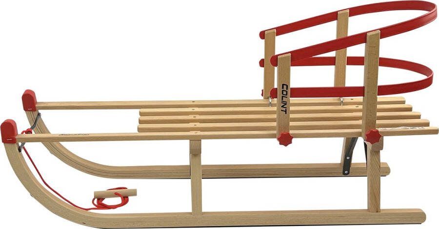 Colint VT Sport Houten Slee met Rugleuning Rood 100cm Incl. Trektouw Made in EU