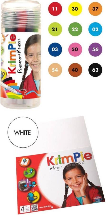 Collall Krimpie Permanent Markers + Krimpie Magic Plastic – Wit