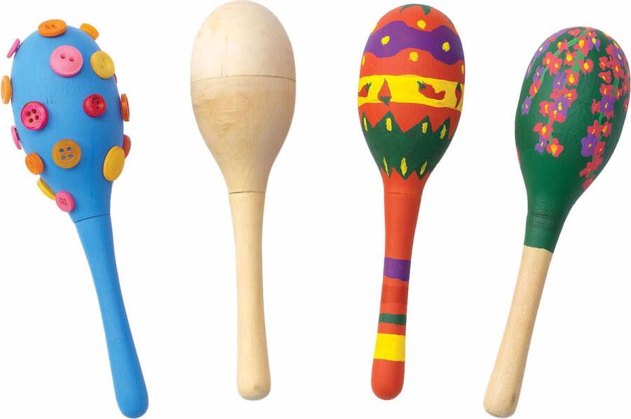 No brand Colorations Versier je eigen Houten Maracas Set van 12