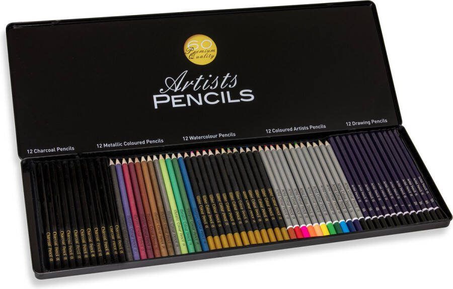 Colore Kleur Potloden Set- Kleur & Tekendoos- 60 Stuks Teken Set voor Kinderen & Volwassenen