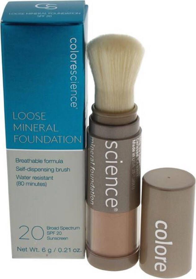 Colorescience Loose Mineral Foundation Brush SPF 20 Tan Golden Foundation Brush een zelfdoserende transparante tot medium dekking