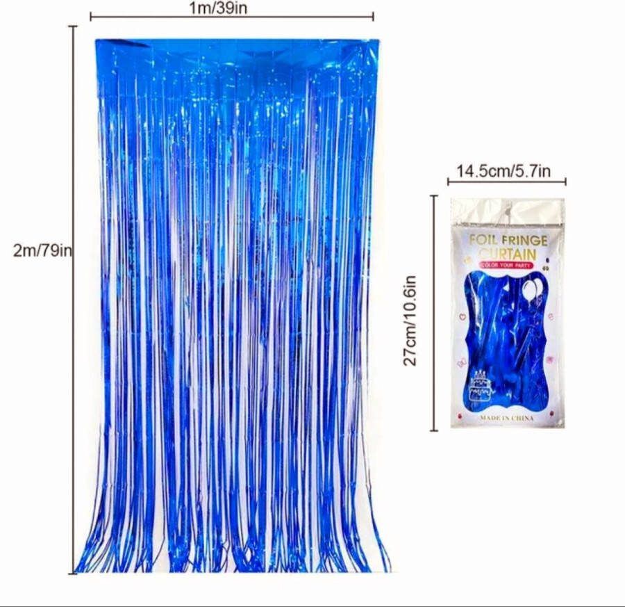 Colorfast 2 x Glittergordijn Blauw (100x200cm x stuk)| Feestje Muur Gordijnen Foil Fringe curtain Foto Zone Feestversiering Deurgordijn Party Decoratie Feestartikele Verjaardag Kerst Moederdag Nieuwe Jaar Baby Shower Diwali... 2 Stuks