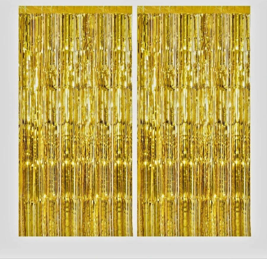 Colorfast 2 x Glittergordijn Goud (100x200cm x stuk)| Feestje Muur Gordijnen Foil Fringe curtain Foto Zone Feest Versiering Deurgordijn Party Decoratie Feestartikele Kerst Moederdag Nieuwe Jaar Baby Shower Halloween Diwali... 2 stuks