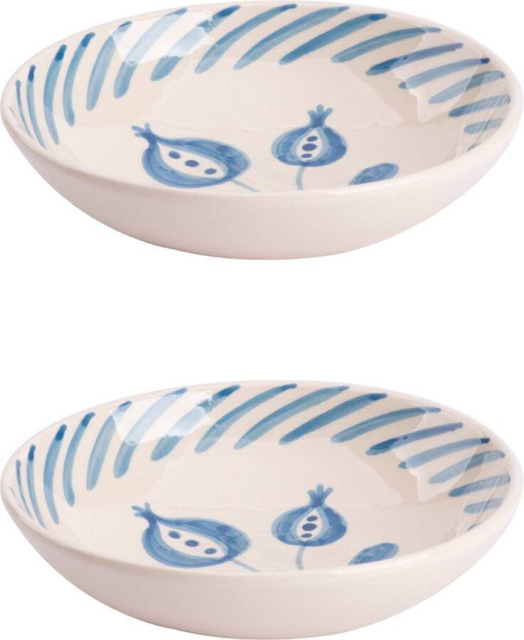 Colori del Sud Bord Cazorla 15.5 cm Wit Blauw Aardewerk 2 stuks