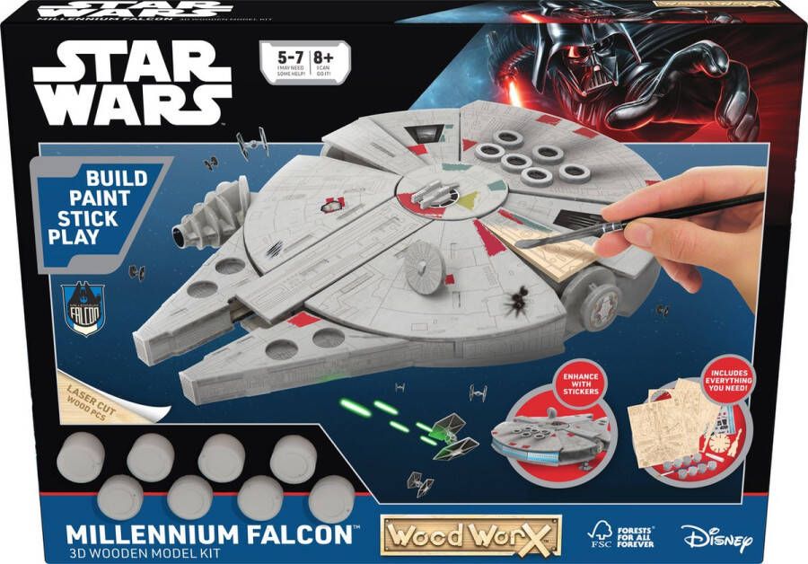 Colorific Wood WorX Star Wars Millennium Falcon Hobbypakket Houten bouwpakket