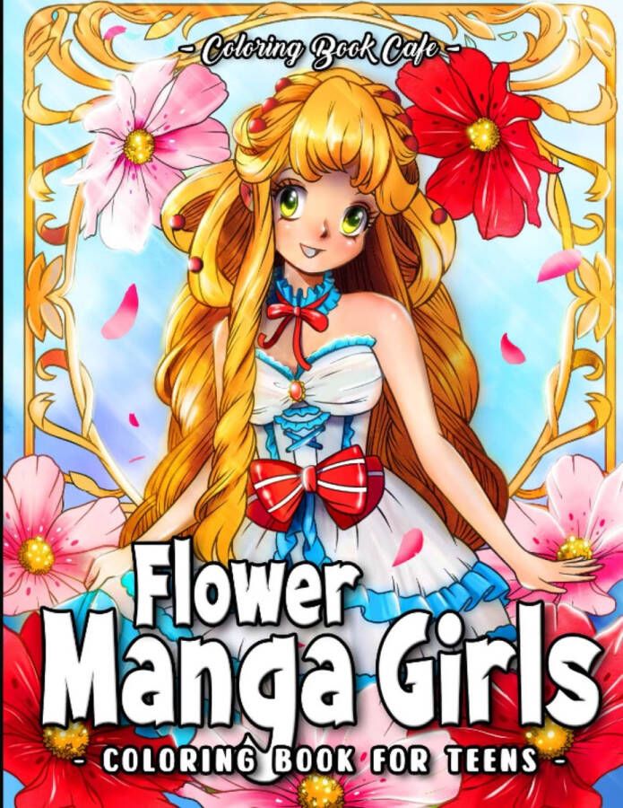 Coloring book cafe Flower Manga Girls Kleurboek voor volwassenen