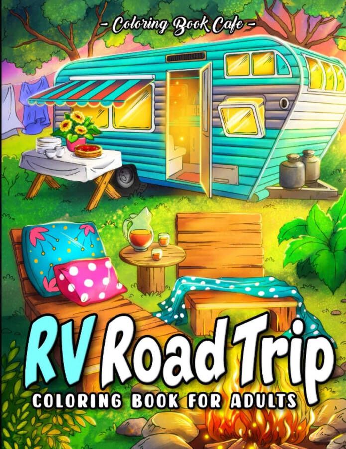 Coloring book cafe RV Road Trip Kleurboeken voor volwassenen