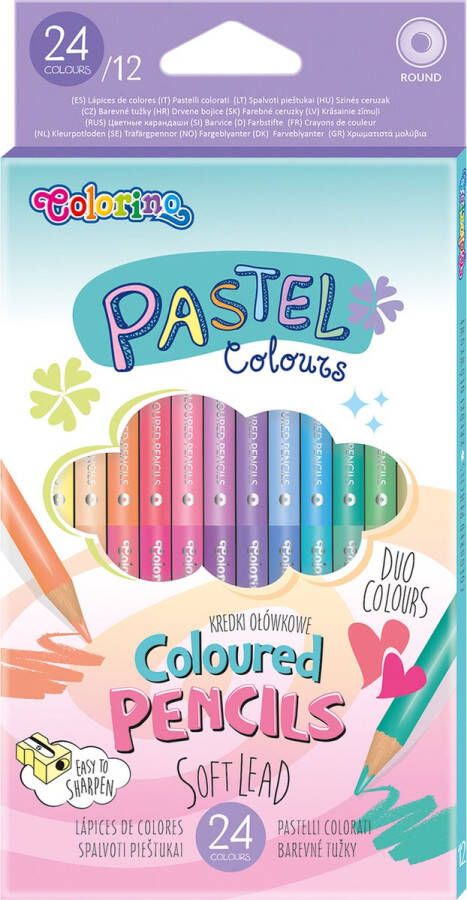 Colorino Kids Colorino-Pastel potloden-12 duo potloden-24 Pastel kleuren-Pastel kleurpotloden