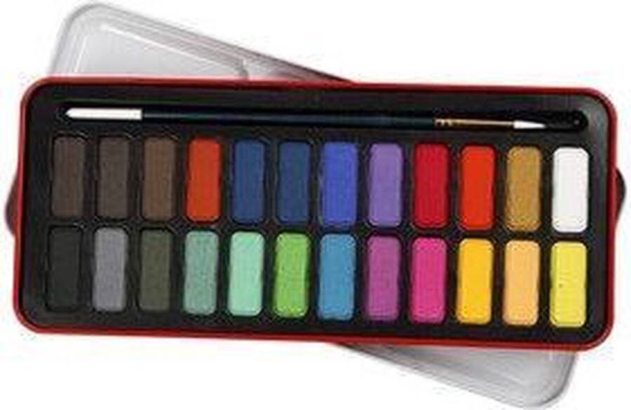 Colortime Aquarelverf Waterverf Tabletten Kleuren 12x30mm 24 kleuren 1 stuk