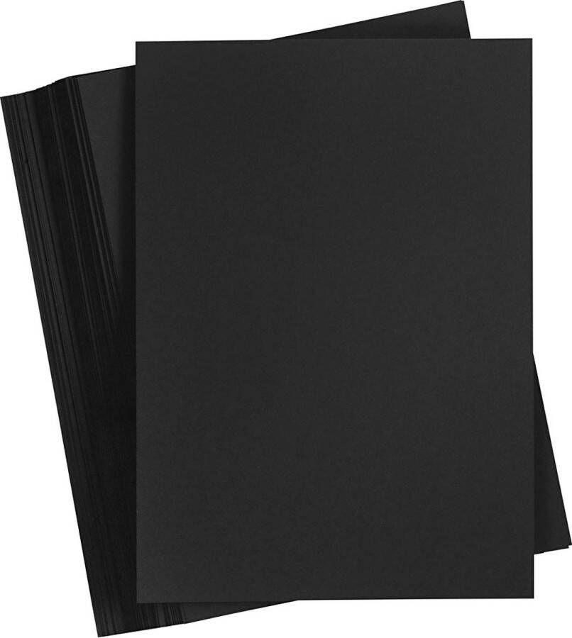 Colortime Karton Hobbykarton Zwart DIY Knutselen Kaarten Maken A5 14 8x21cm 200 grams Creotime 100 vellen