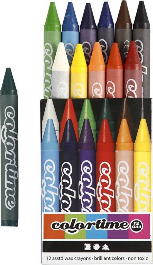 Shoppartners Colortime kleurkrijt 10 cm 12 stuks
