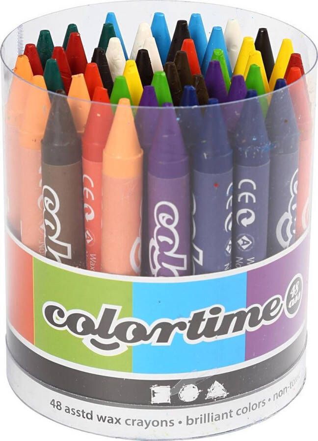 Colortime kleurkrijt dikte 11 mm kleuren assorti 48 assorti
