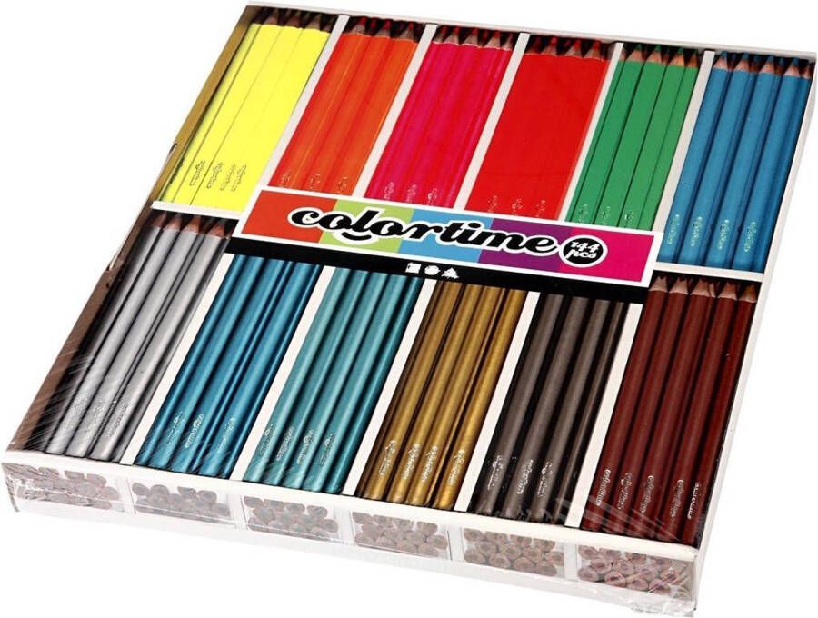 Colortime kleurpotloden vulling: 4 mm Neon+Metallic 144 assorti