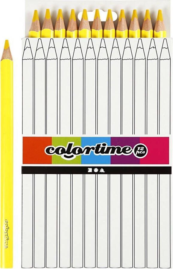 No brand Colortime kleurpotloden Jumbo 5 mm vulling geel 12 stuks