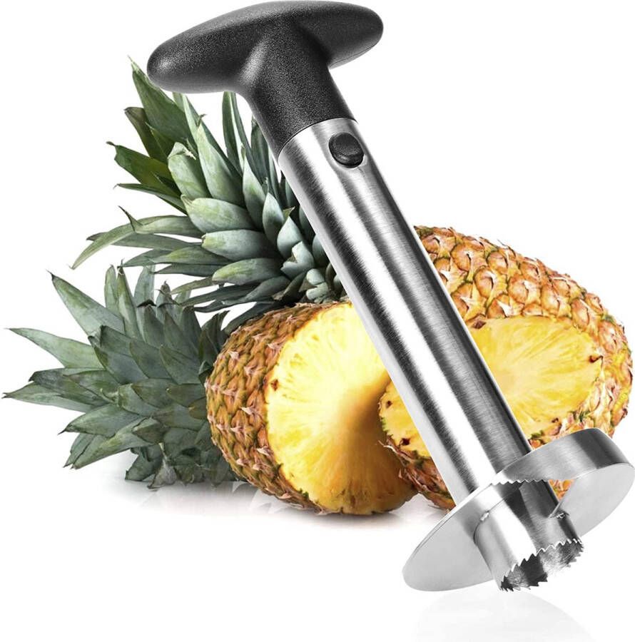 Com-four Ananassnijder 3-in-1 ananas-schilmesje van roestvrij staal vaatwasmachinebestendig ananas-ontpitter ananas-korer met scherp lemmet (01 stuks ananassnijder)