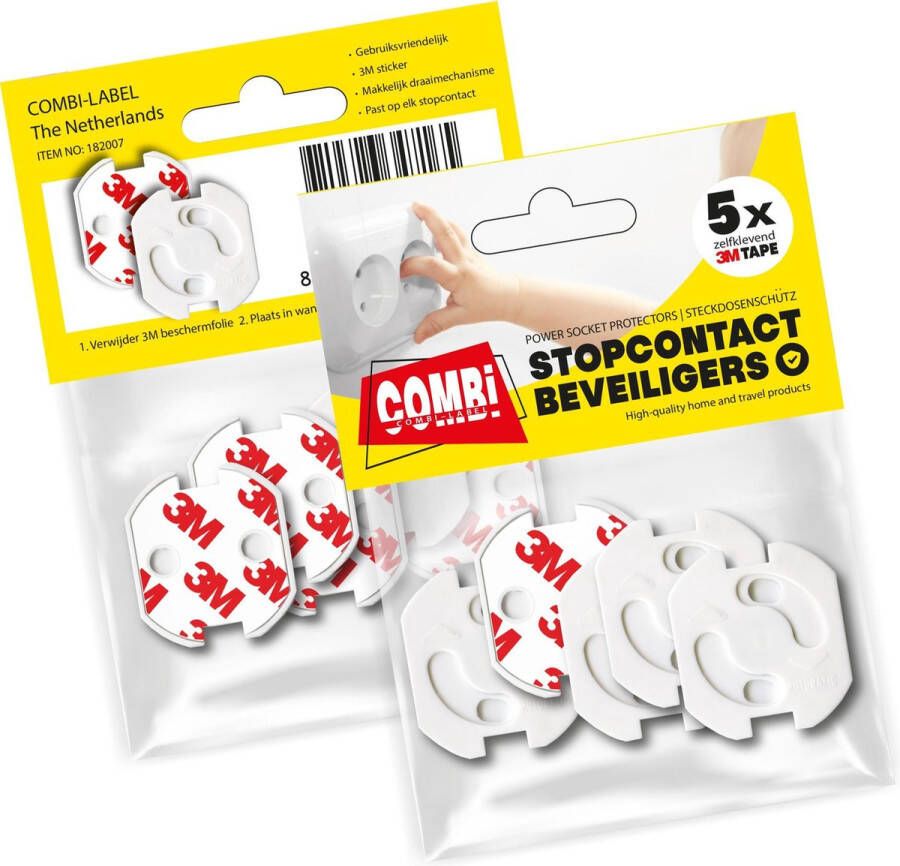Combi-Label 3M Zelfklevende stopcontact beveiliging 10 stuks Stopcontactbeveiliging Stopcontactbeschermer Stopcontactbeveiliger Stopcontactbescherming Kinderbeveiliging Kind Baby