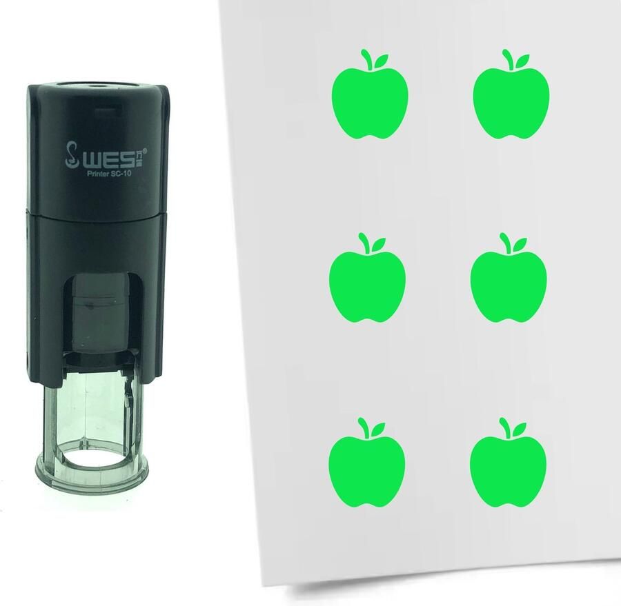 CombiCraft Stempel Appel 10mm rond Groene inkt