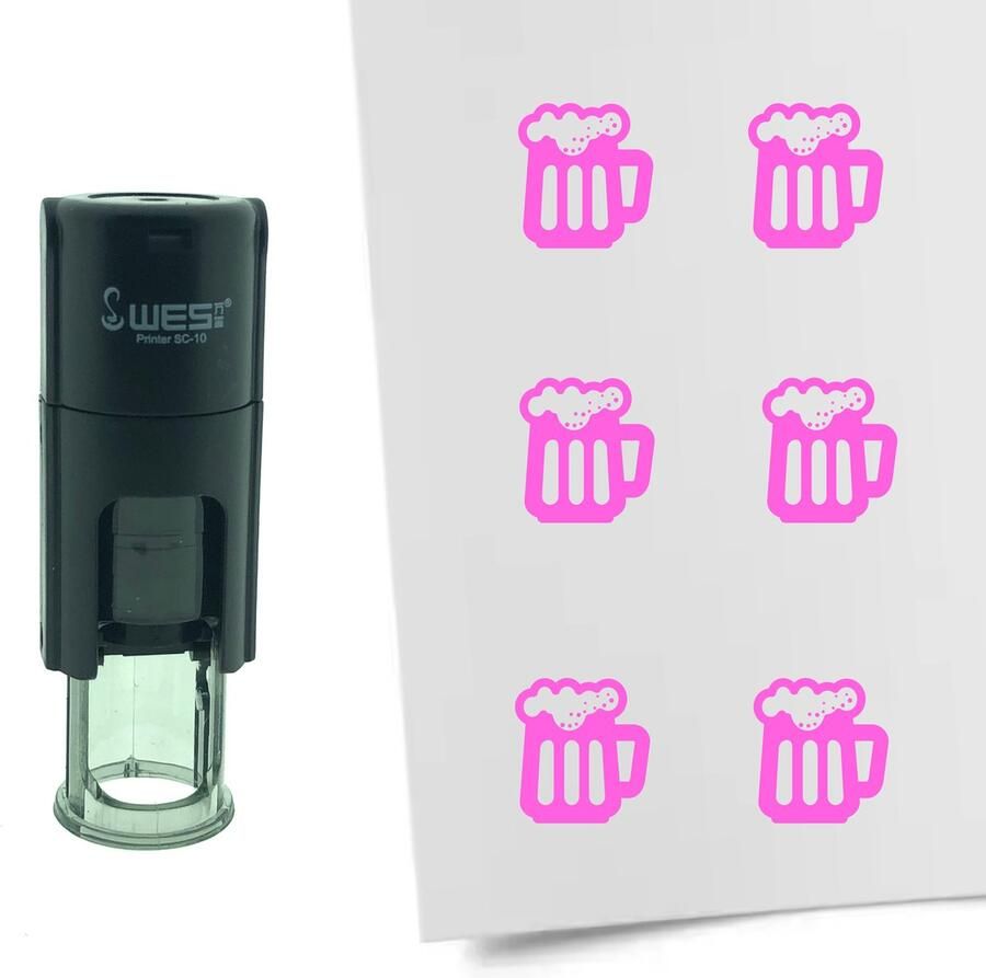 CombiCraft Stempel Bier 10mm rond roze inkt