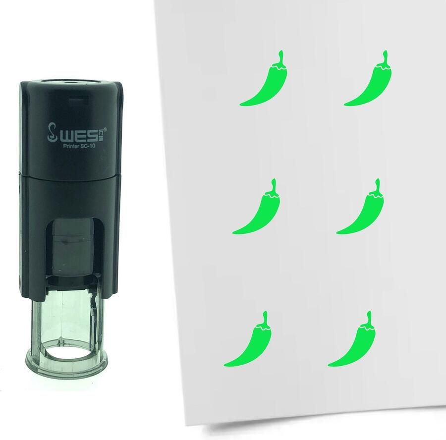 CombiCraft Stempel Chili Peper 10mm rond Groene inkt