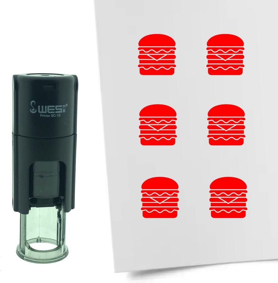 CombiCraft Stempel Dubbele Hamburger 10mm rond rode inkt