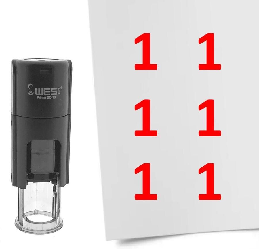 CombiCraft Stempel Getal 1 10mm rond rode inkt per 1 stuk
