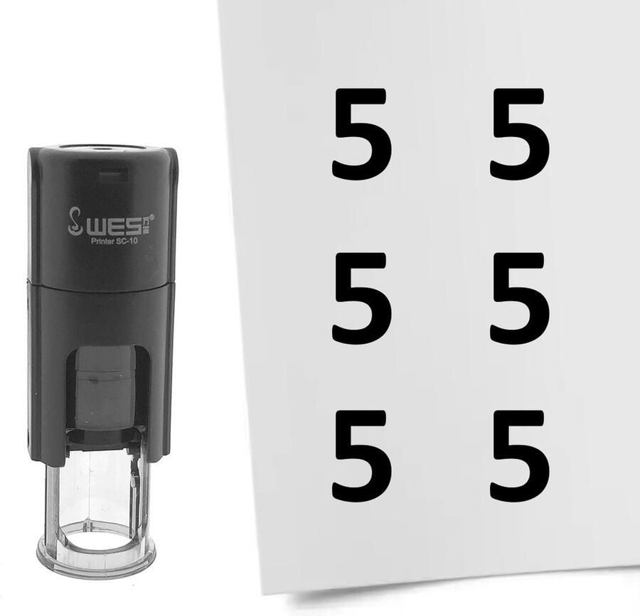 CombiCraft Stempel Getal 5 10mm rond zwarte inkt per 1 stuk