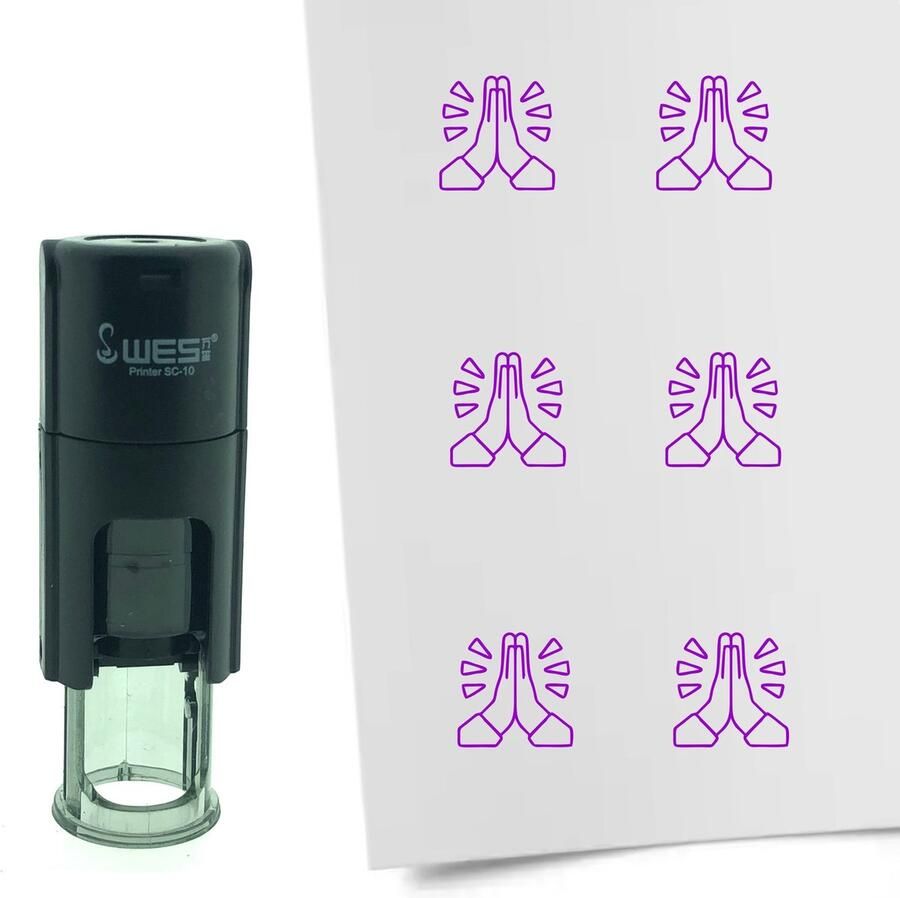 CombiCraft Stempel Gevouwen handen bedankt 10mm rond Paarse inkt