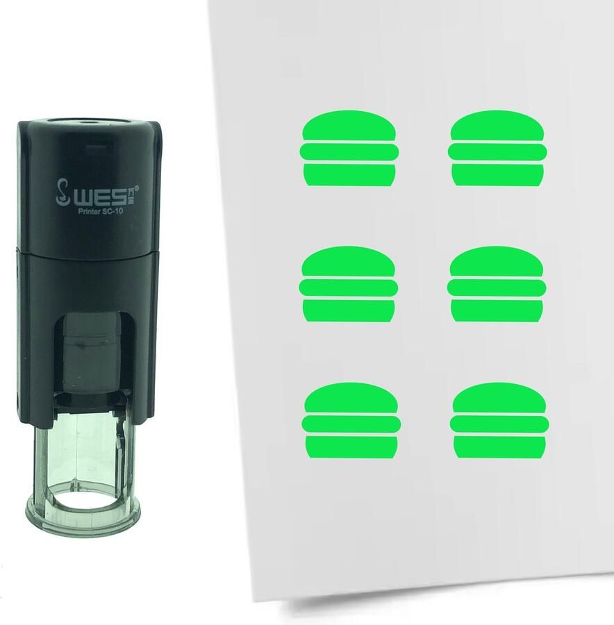 CombiCraft Stempel Hamburger 10mm rond groene inkt