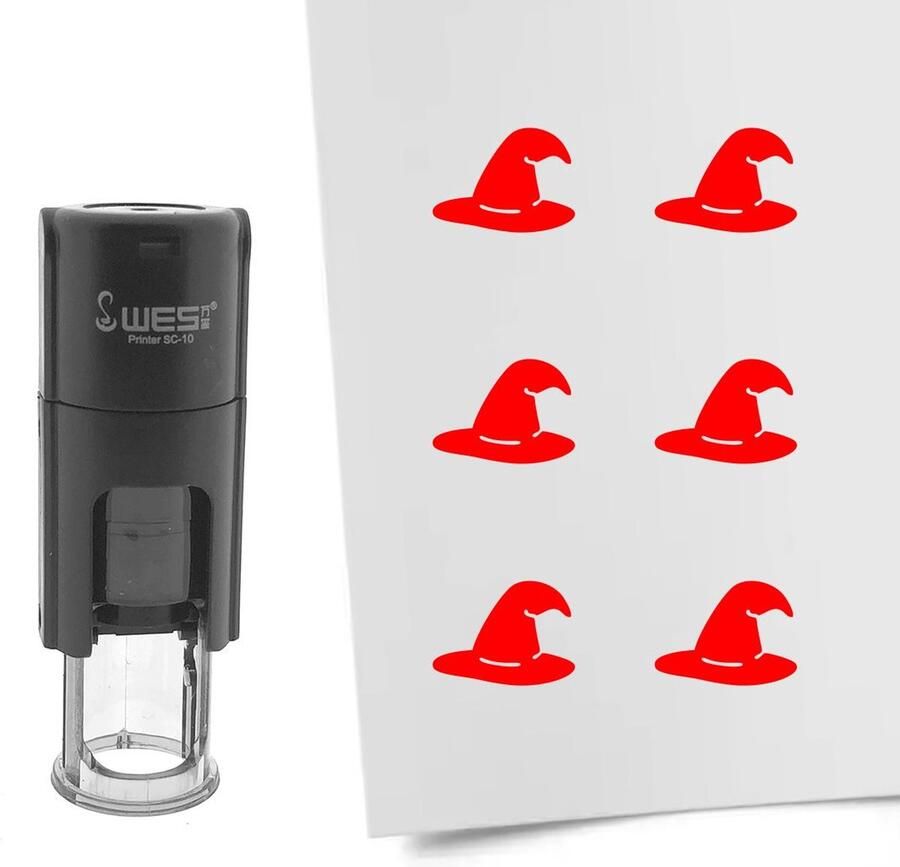 CombiCraft Stempel heksenhoed 10mm rond rode inkt per 1 stuk